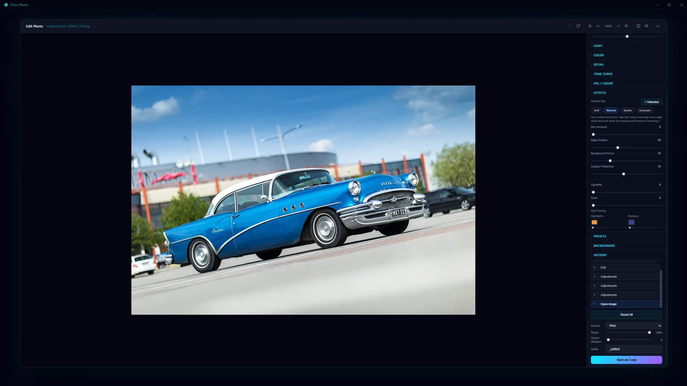 A photo open in the editor before portrait blur