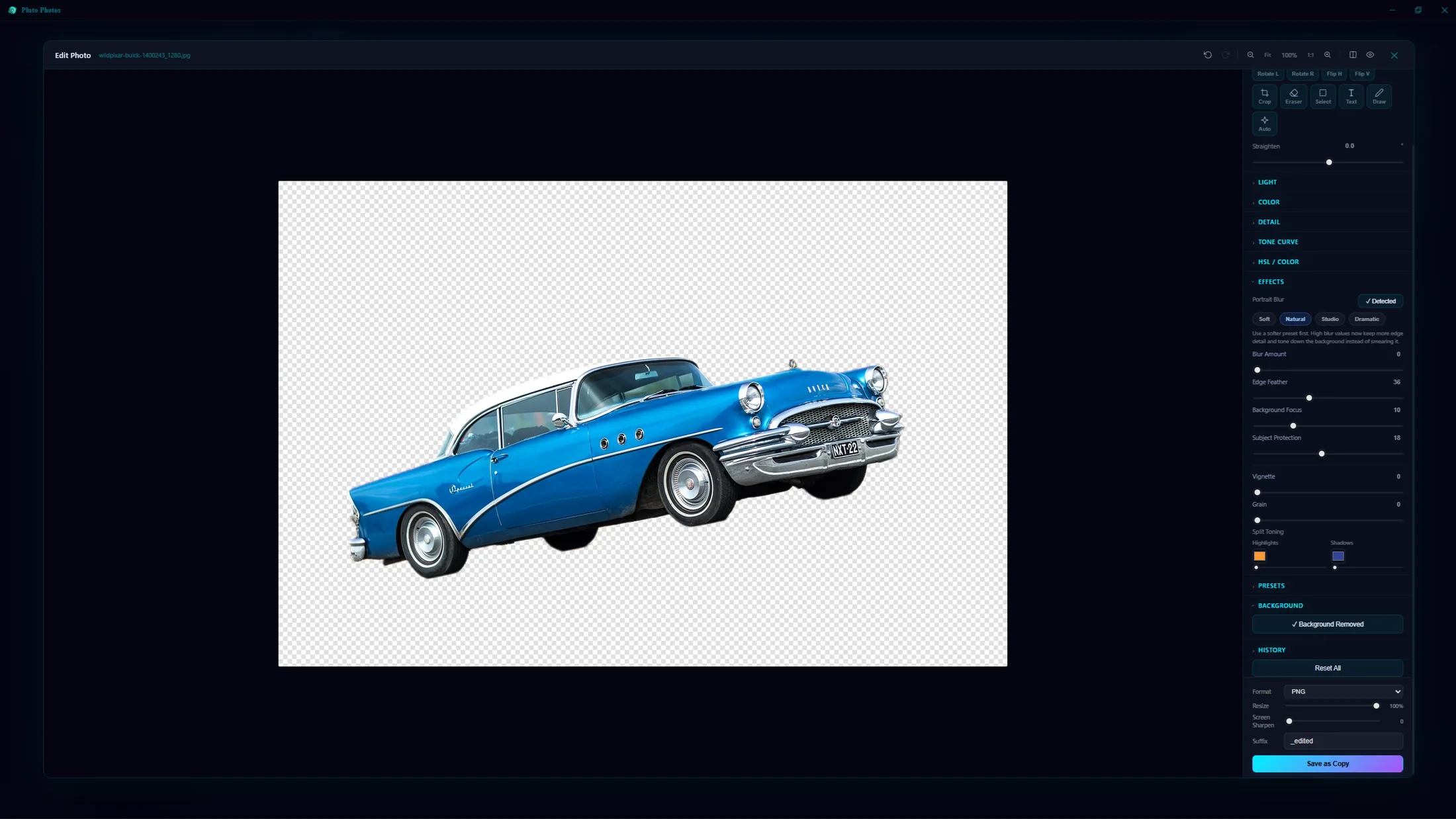 Background removal: one-click subject isolation